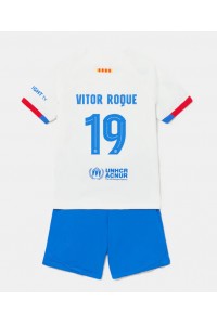 Barcelona Vitor Roque #19 Jalkapallovaatteet Lasten Vieraspeliasu 2023-24 Lyhythihainen (+ Lyhyet housut)